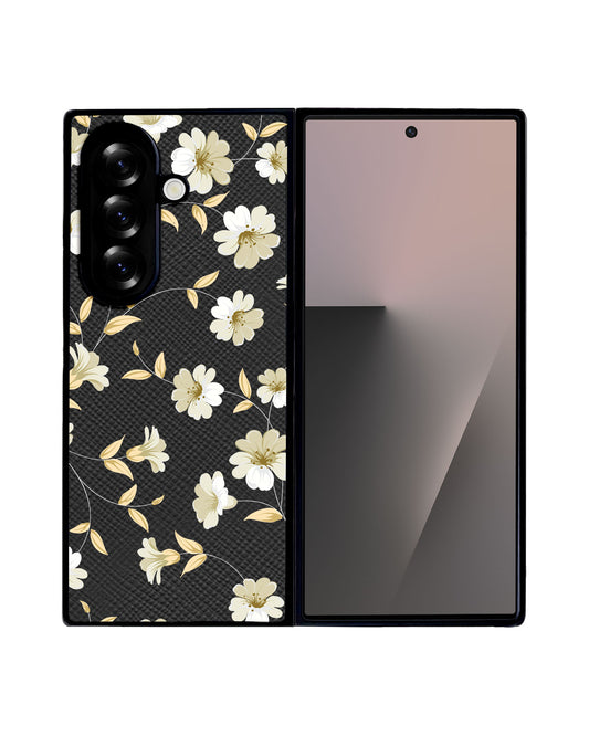 Android Flip / Fold Leather Grip - White Magnolia