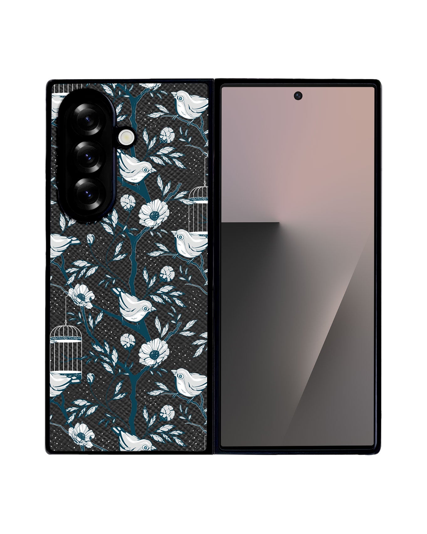 Android Flip / Fold Leather Grip - Lovebird Monochrome