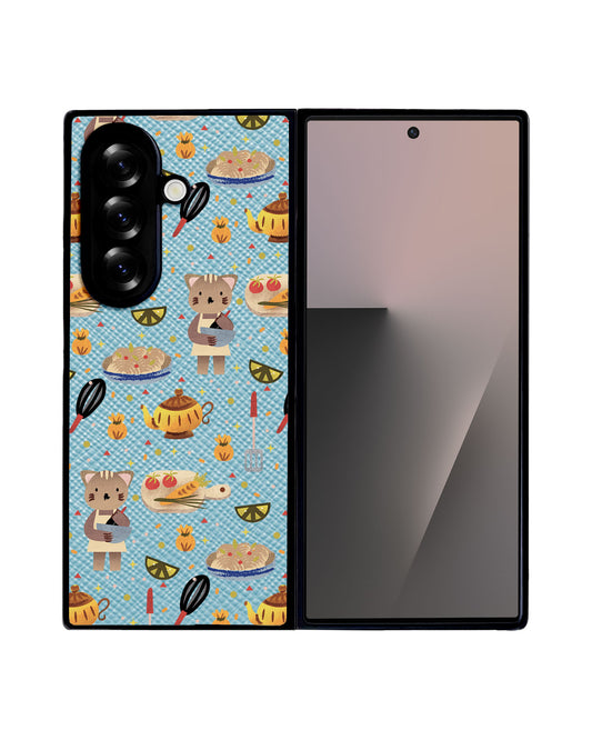 Android Flip / Fold Leather Grip - Cooking Cat