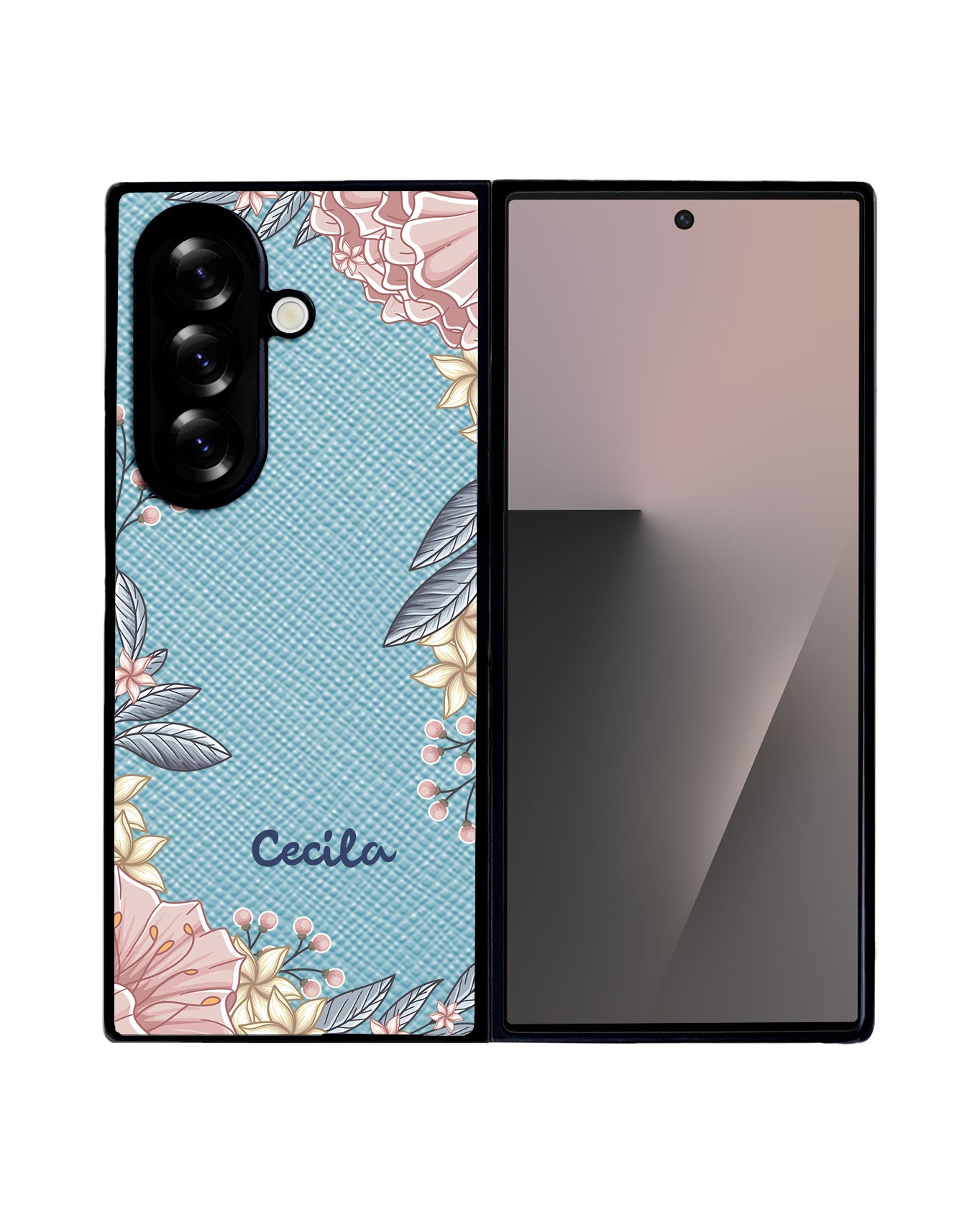 Android Flip / Fold Leather Grip - Pink Florals