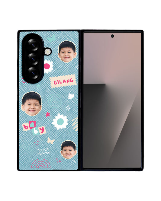 Android Flip / Fold Leather Grip - Face Grid Abstract