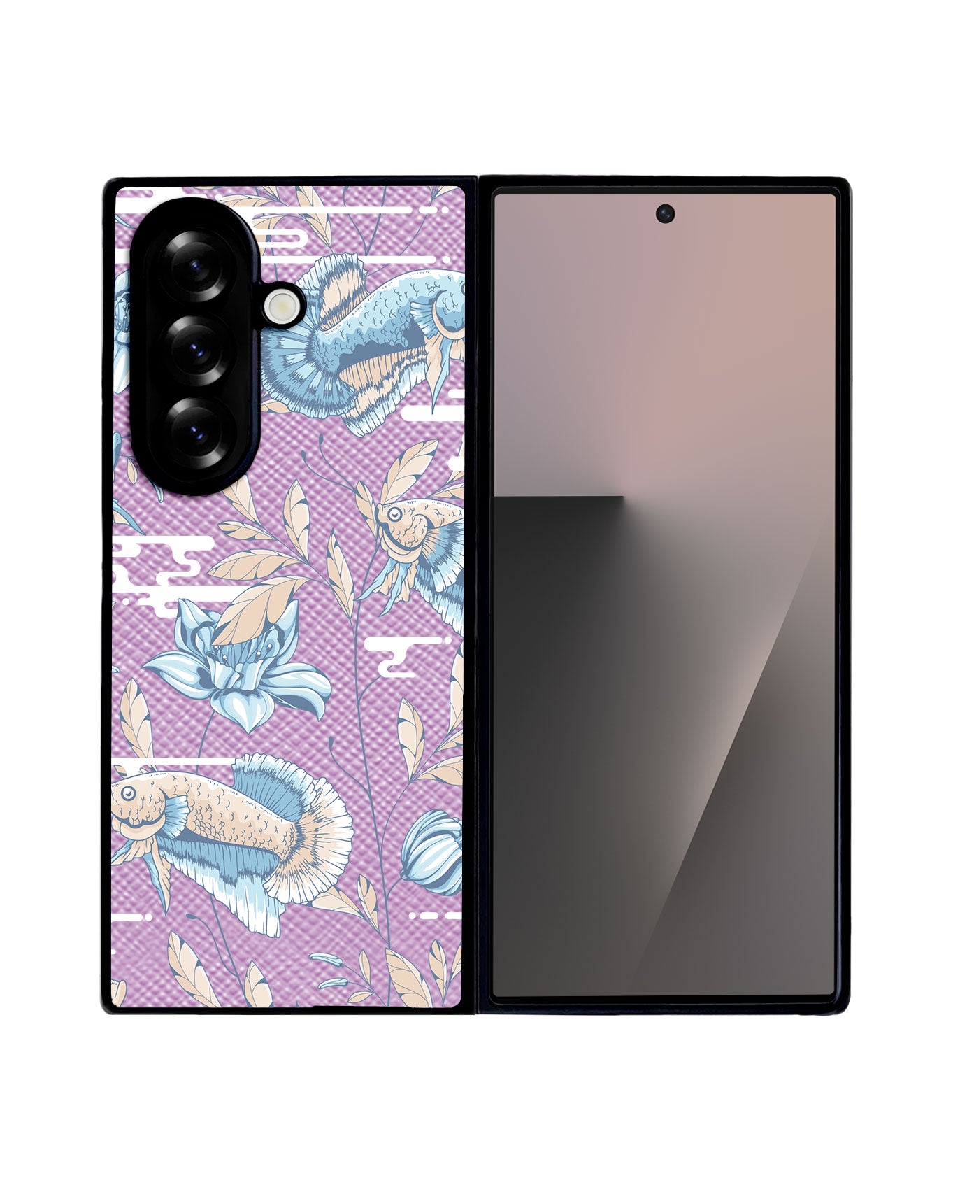 Android Flip / Fold Leather Grip - Fish & Floral 4.0