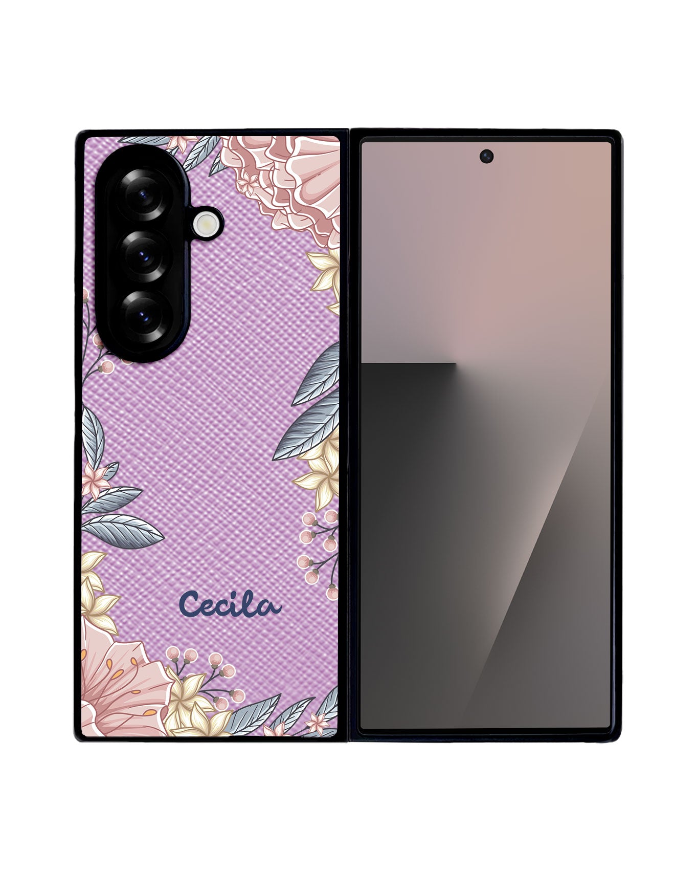Android Flip / Fold Leather Grip - Pink Florals