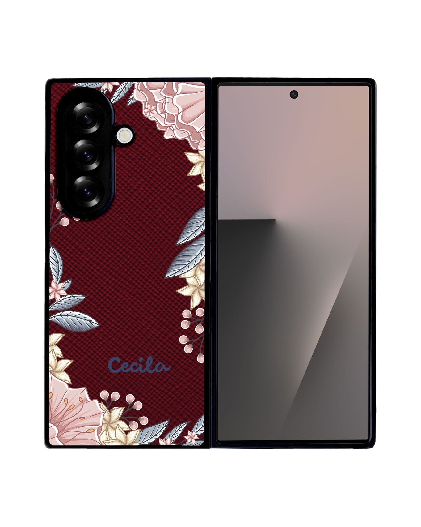 Android Flip / Fold Leather Grip - Pink Florals
