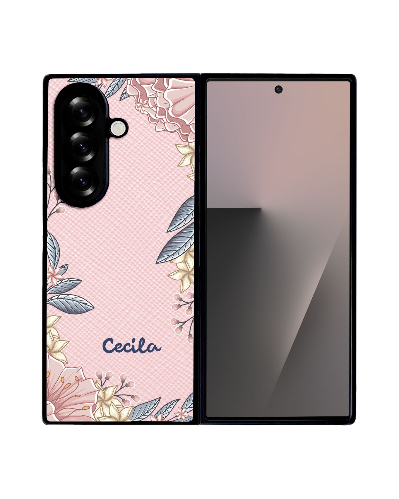 Android Flip / Fold Leather Grip - Pink Florals