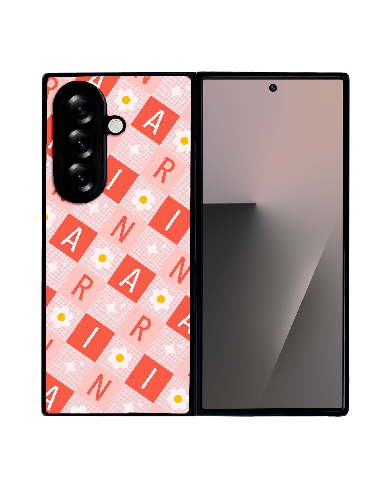 Android Flip / Fold Leather Grip - Flower Grid Monogram 2.0