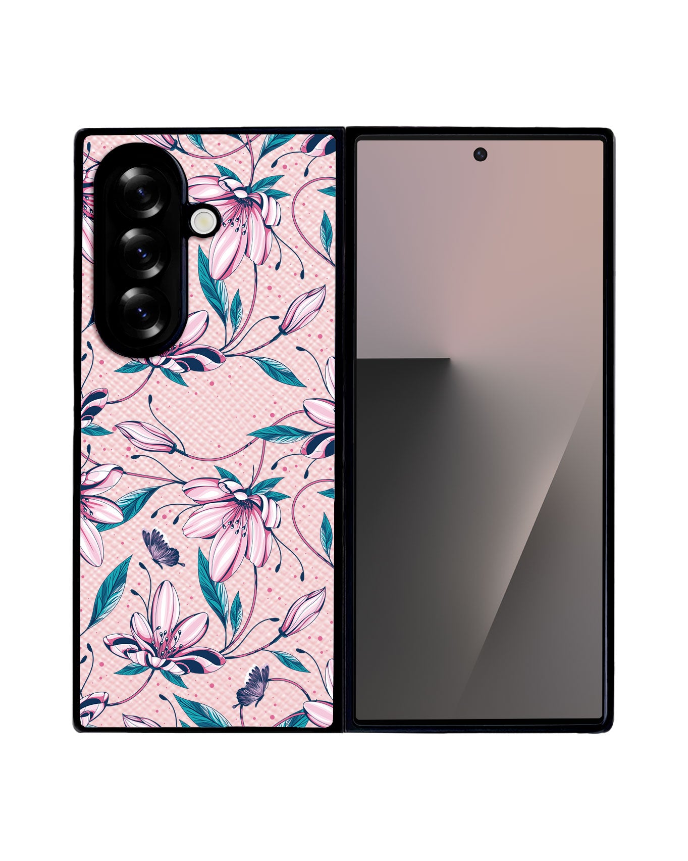 Android Flip / Fold Leather Grip - Pink Tulip