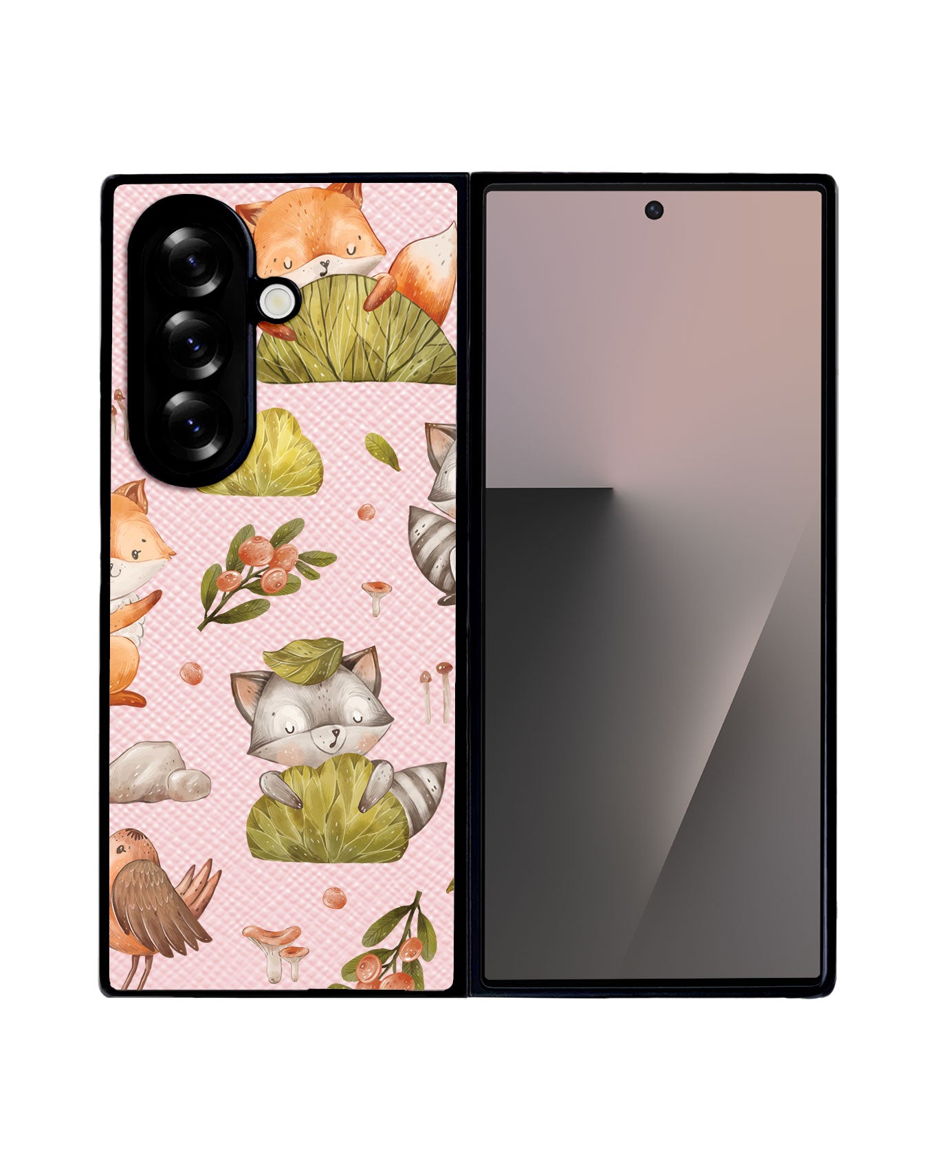 Android Flip / Fold Leather Grip - Racoon and Friends