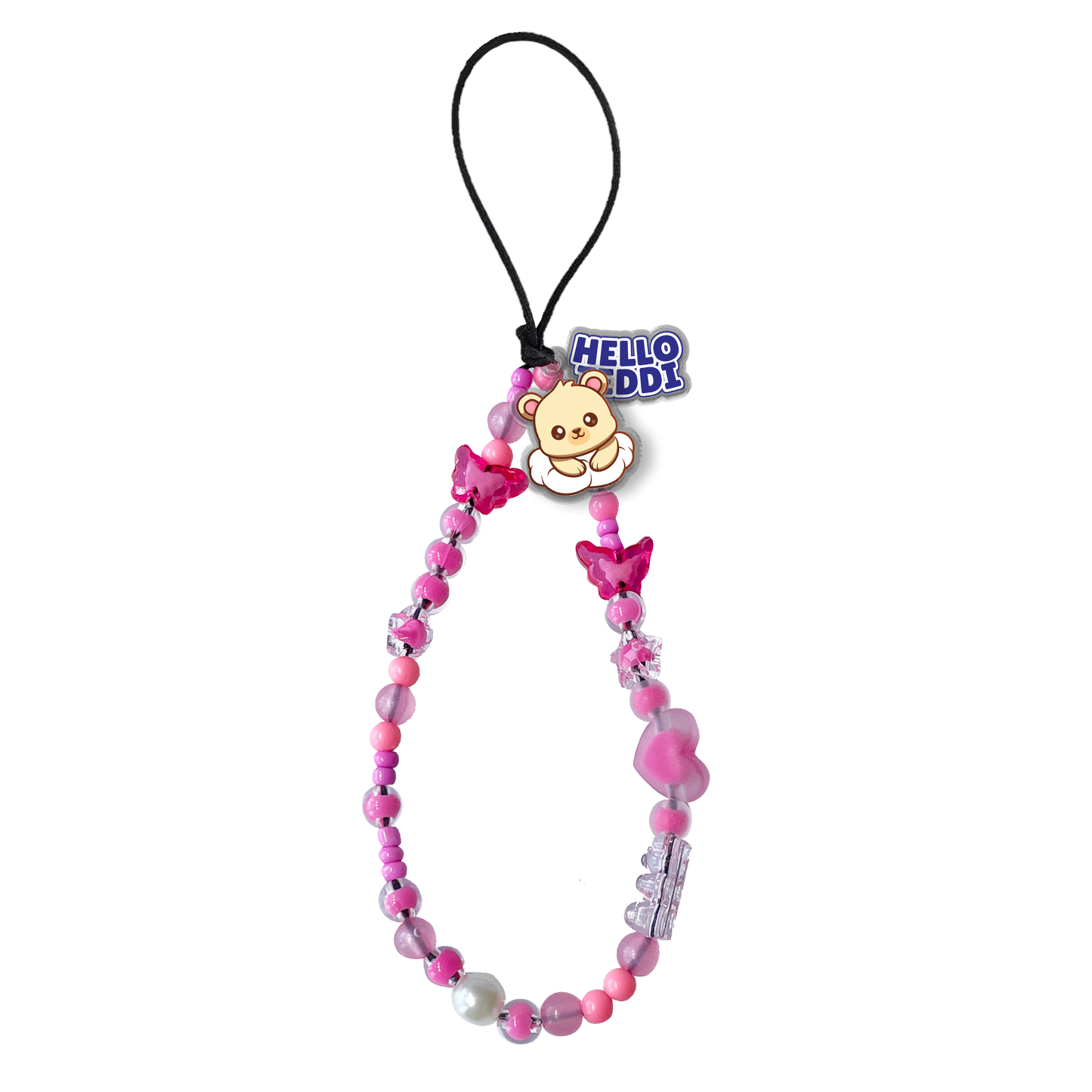 Beaded Strap with Acrylic Charm - Hello Teddy 2.0