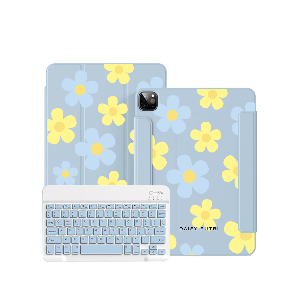 iPad / Android Tab Wireless Keyboard Flipcover - Daisy Skies