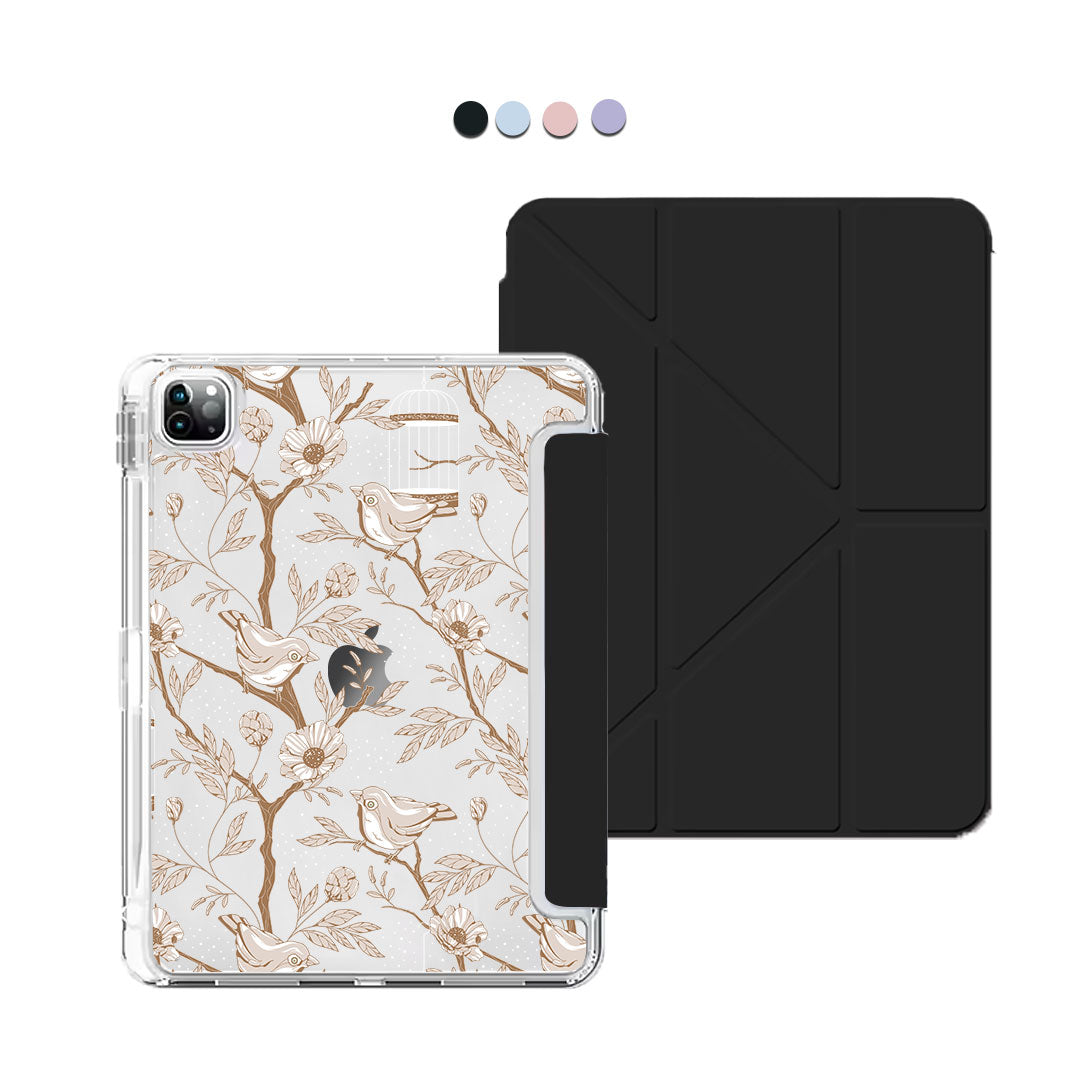 iPad / Android Tab Y-Fold Flip Cover - Lovebird Monochrome 3.0