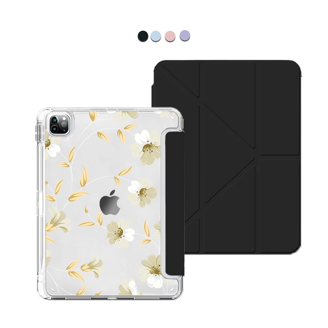 iPad / Android Tab Y-Fold Flip Cover - White Magnolia