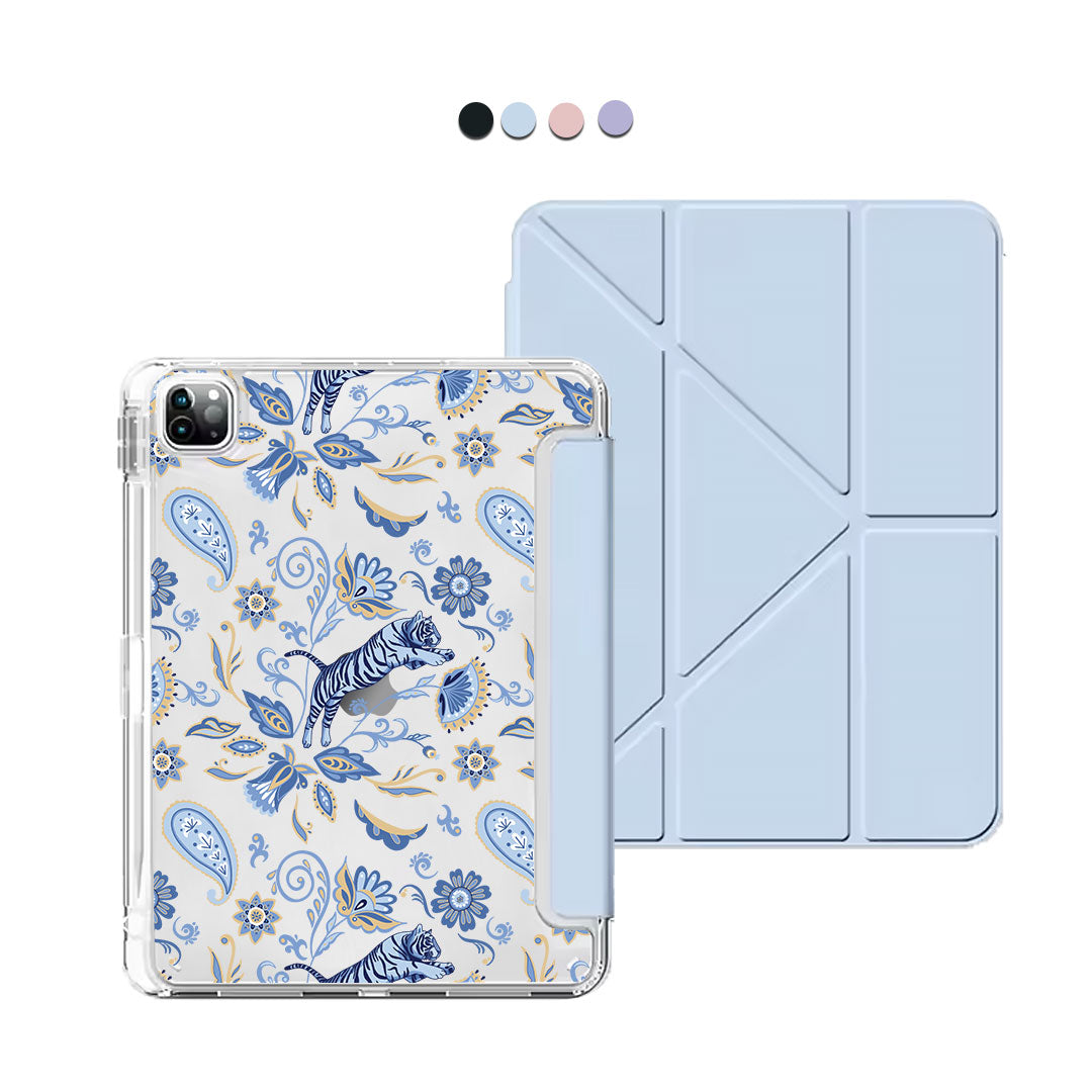 iPad / Android Tab Y-Fold Flip Cover - Tiger & Floral