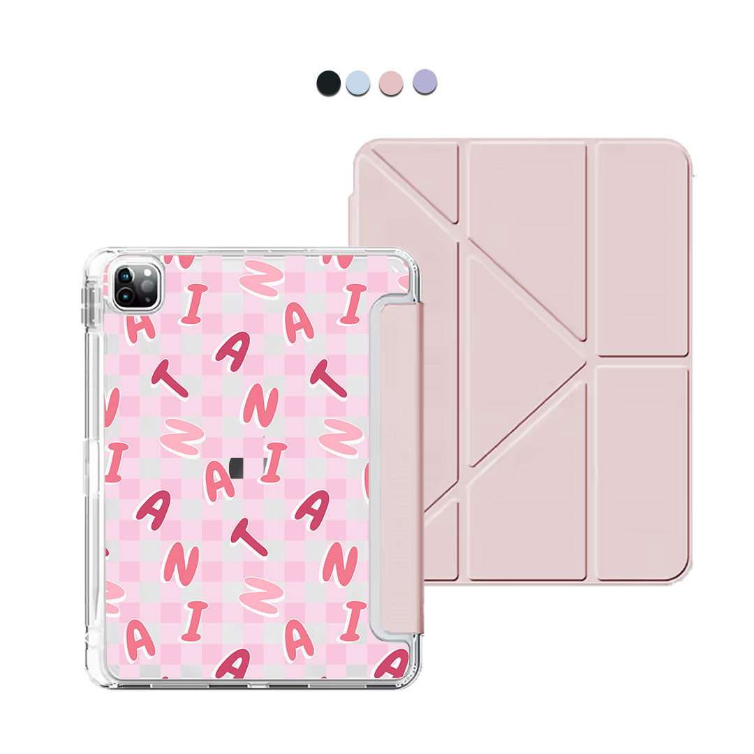iPad / Android Tab Y-Fold Flip Cover - CUSTOM MONOGRAM 3.0 Checkered 1.0