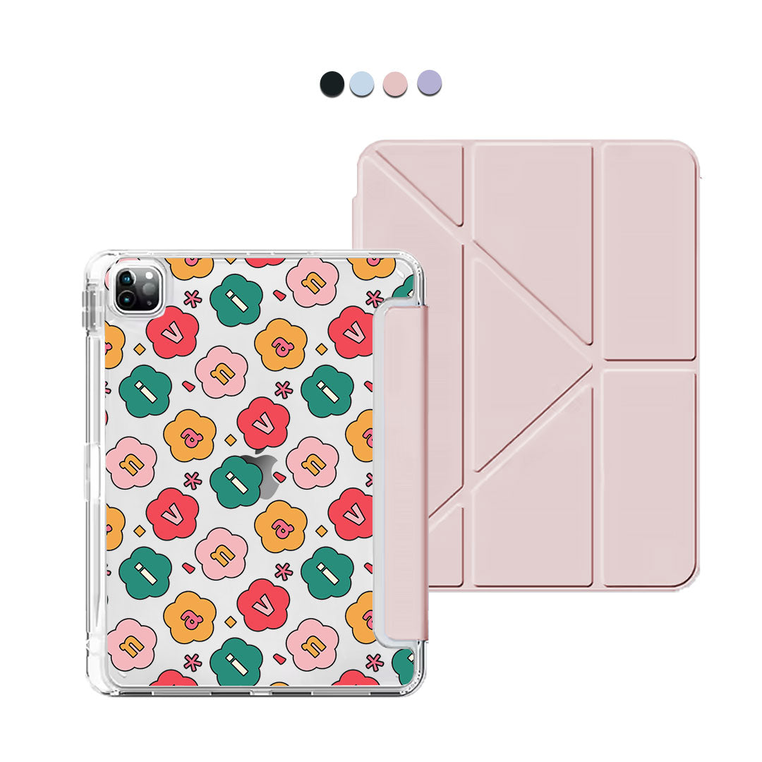 iPad / Android Tab Y-Fold Flip Cover - CUSTOM MONOGRAM 3.0 Flower Petals 3.0