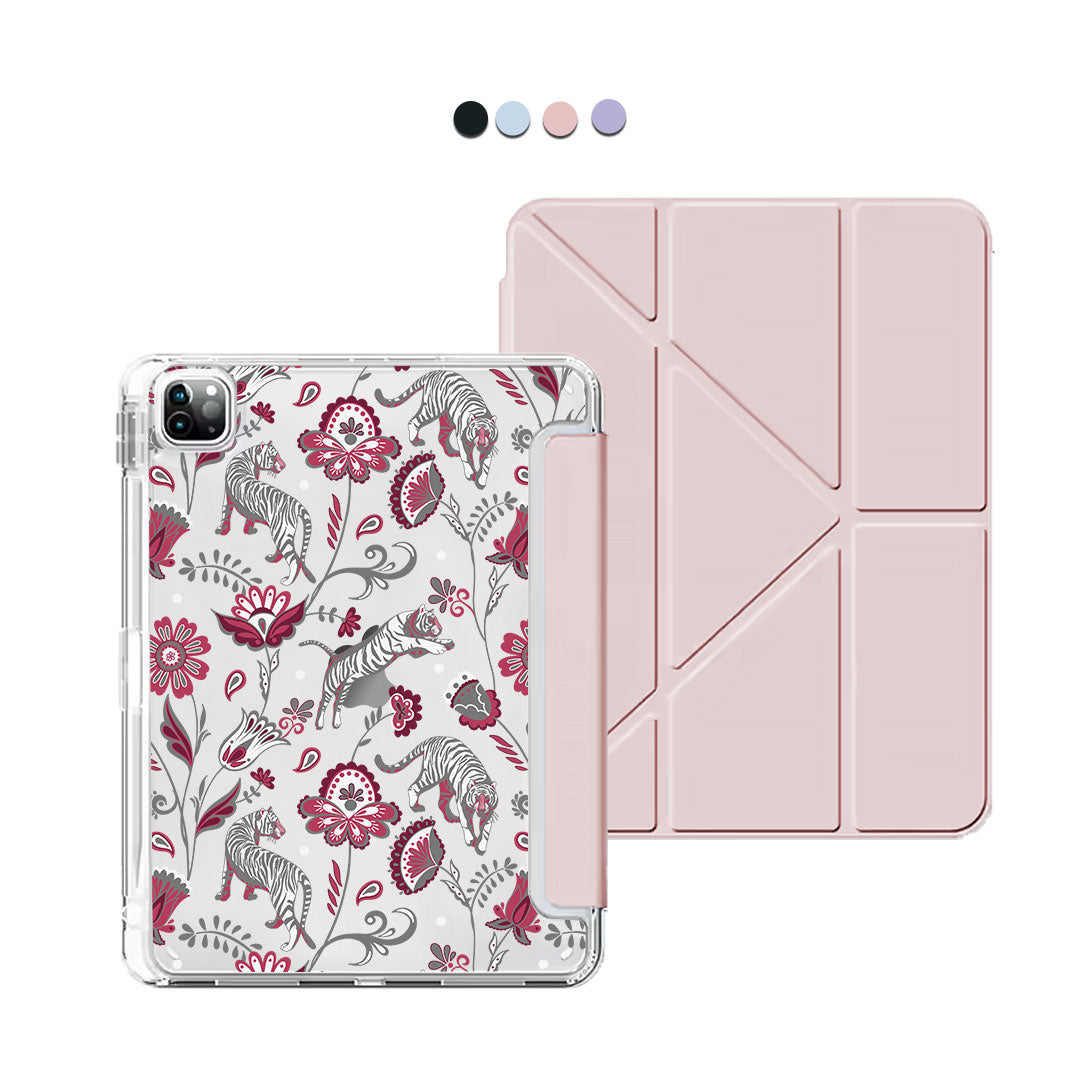 iPad / Android Tab Y-Fold Flip Cover - Tiger & Floral 6.0