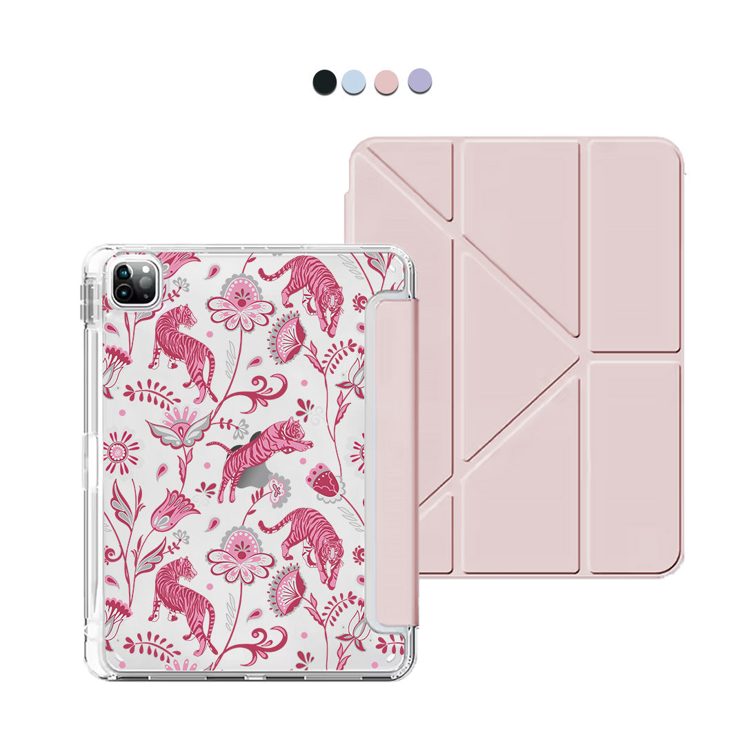 iPad / Android Tab Y-Fold Flip Cover - Tiger & Floral 7.0