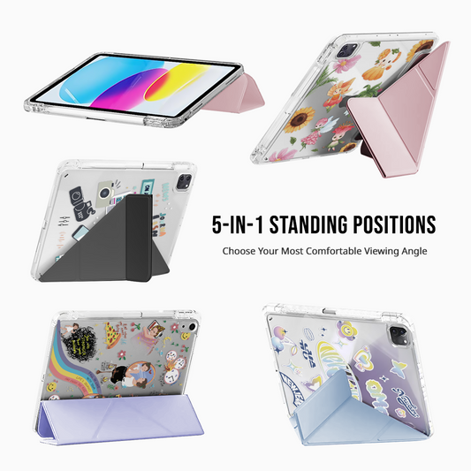 iPad / Android Tab Y-Fold Flip Cover - Tiger & Floral 6.0