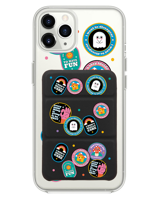 iPhone Magnetic Trifold Wallet Case - Monster Sticker Pack