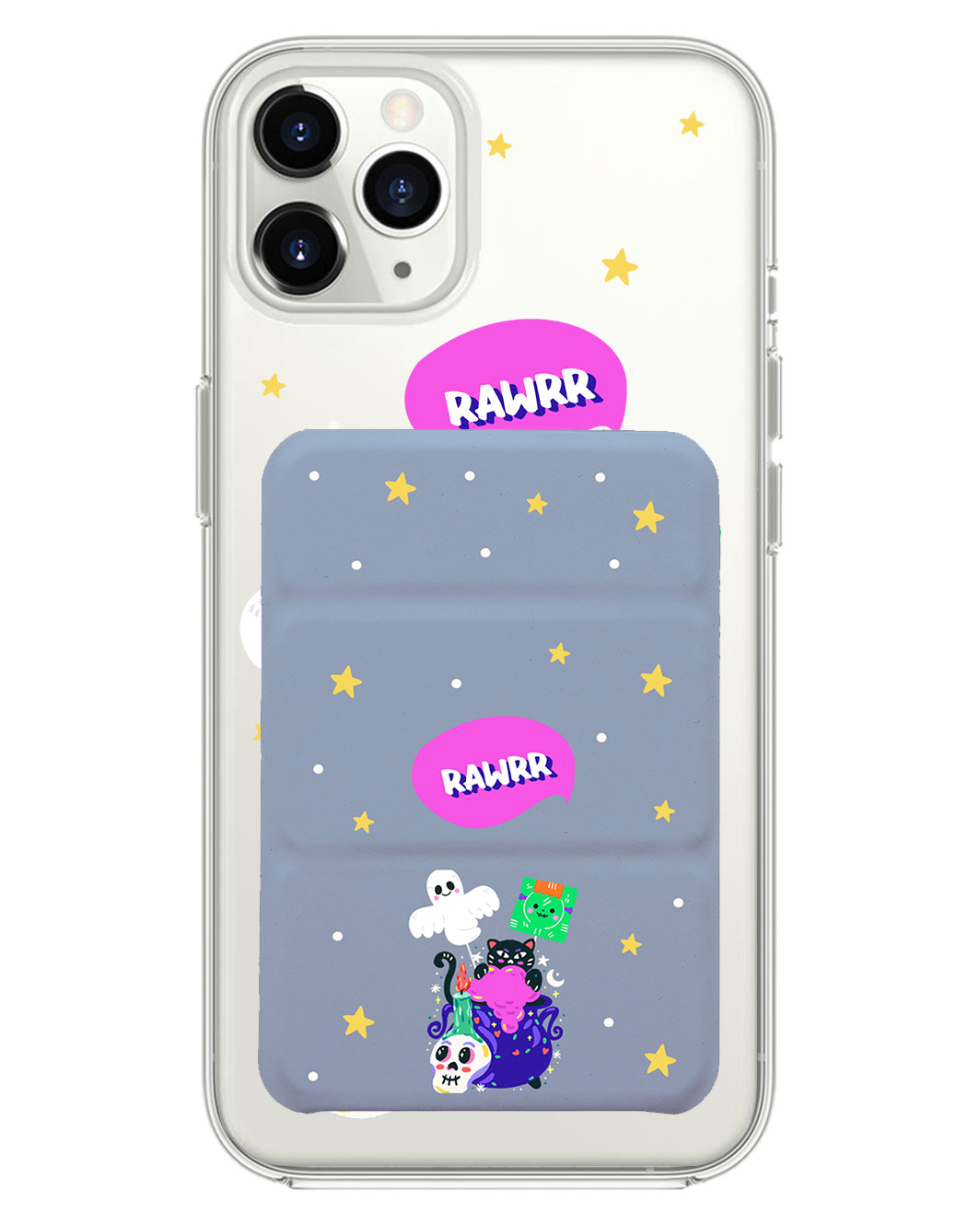 iPhone Magnetic Trifold Wallet Case - Cat Monster