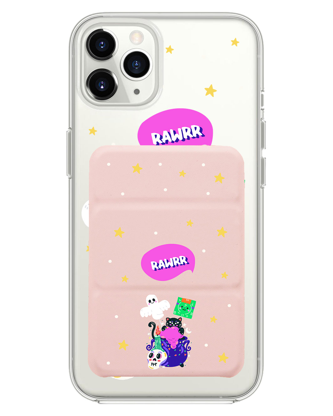 iPhone Magnetic Trifold Wallet Case - Cat Monster