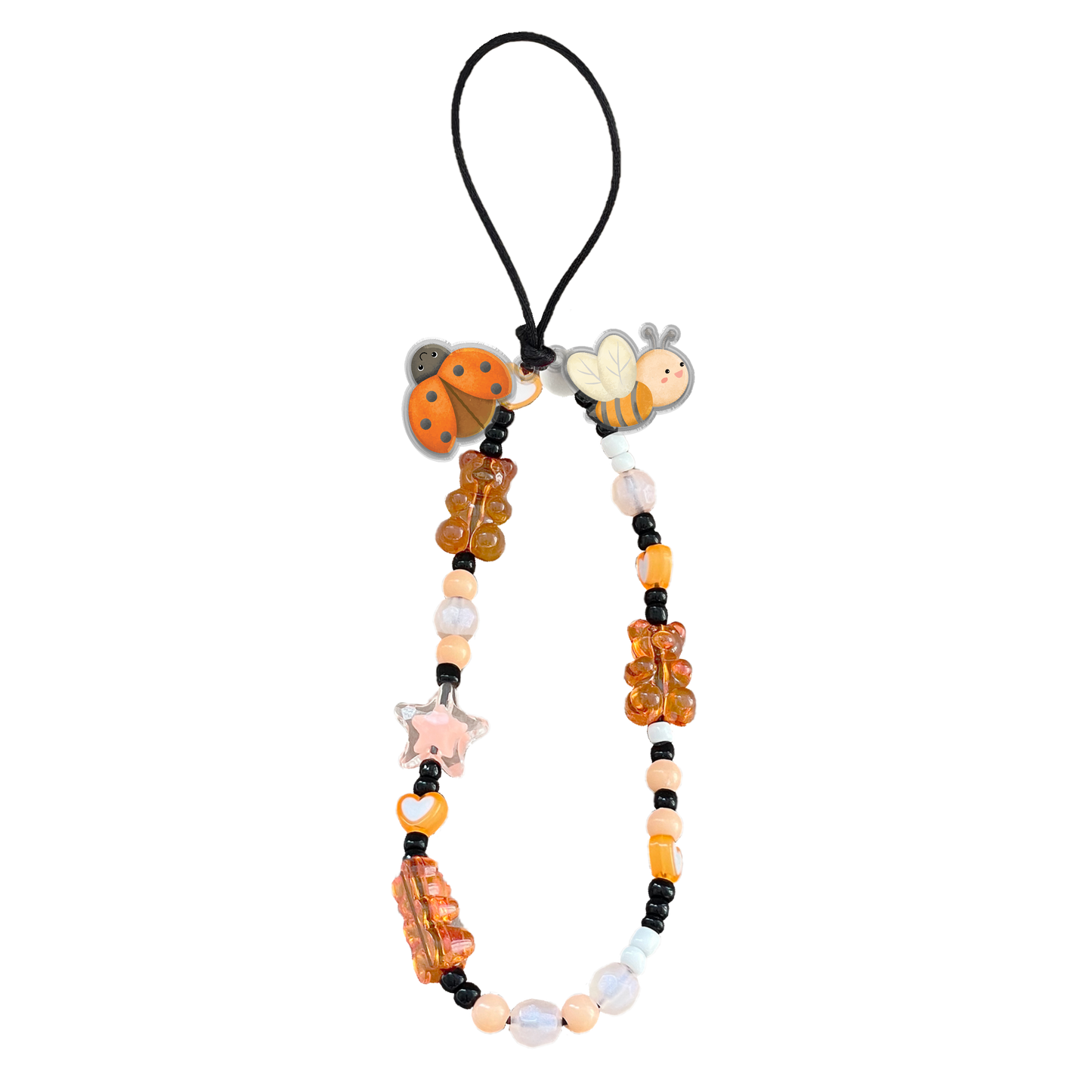 Beaded Strap with Acrylic Charm - Ladybug & Bee
