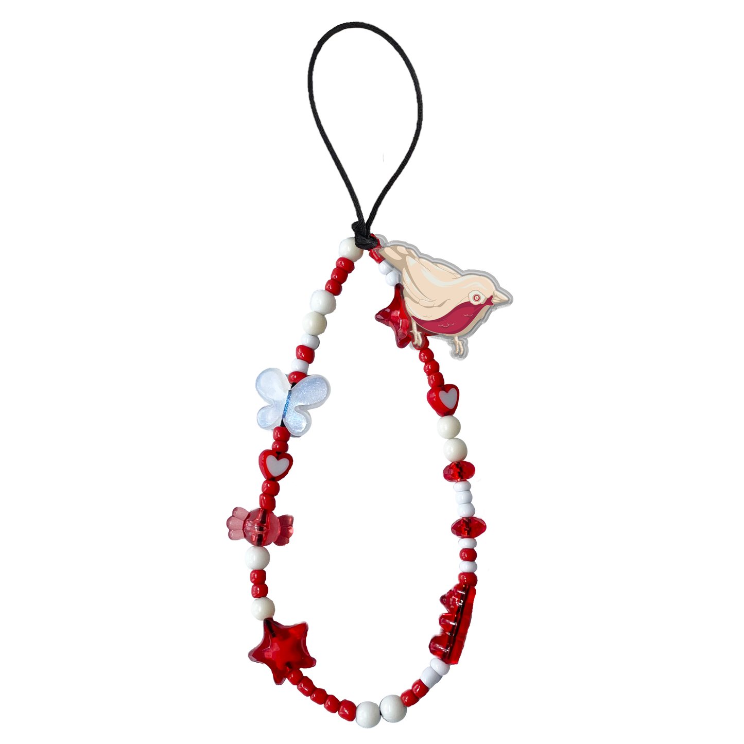 Beaded Strap with Acrylic Charm - Lovebird 8.0