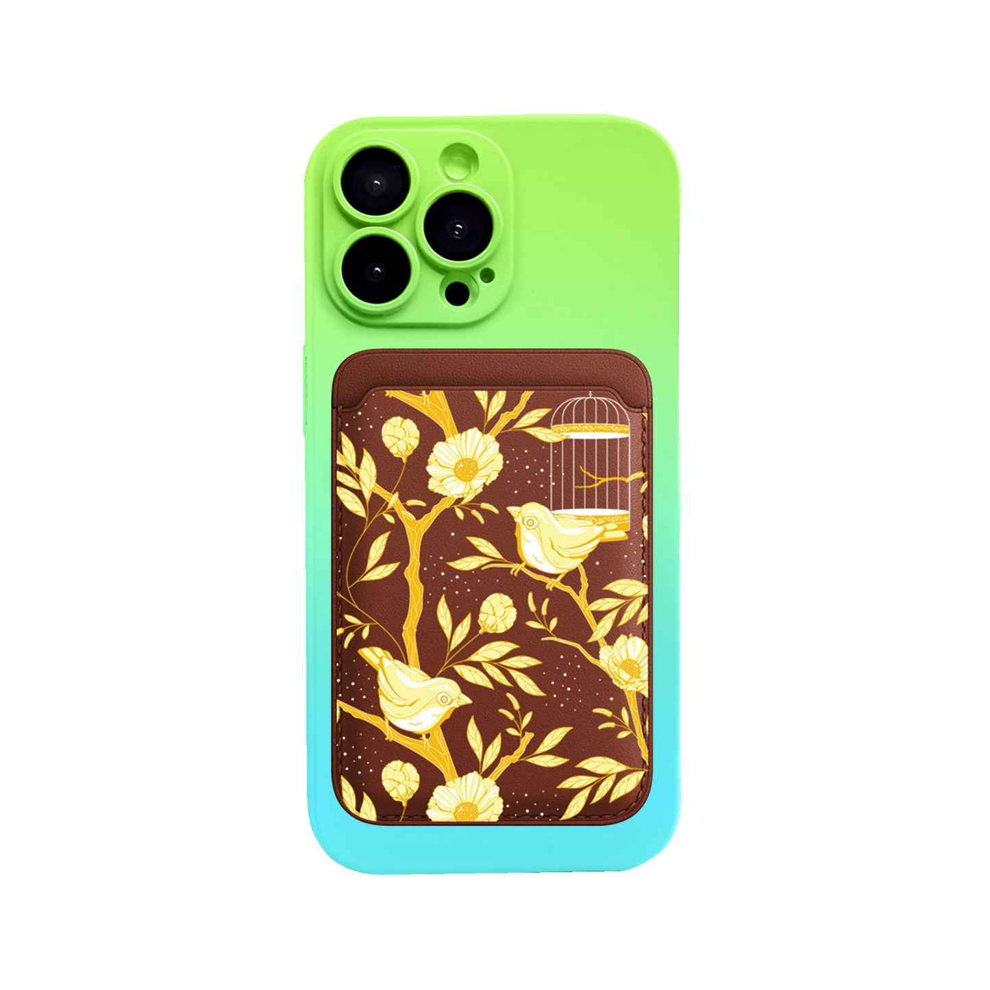 iPhone Magnetic Wallet Silicone Case - Lovebird Monochrome 2.0