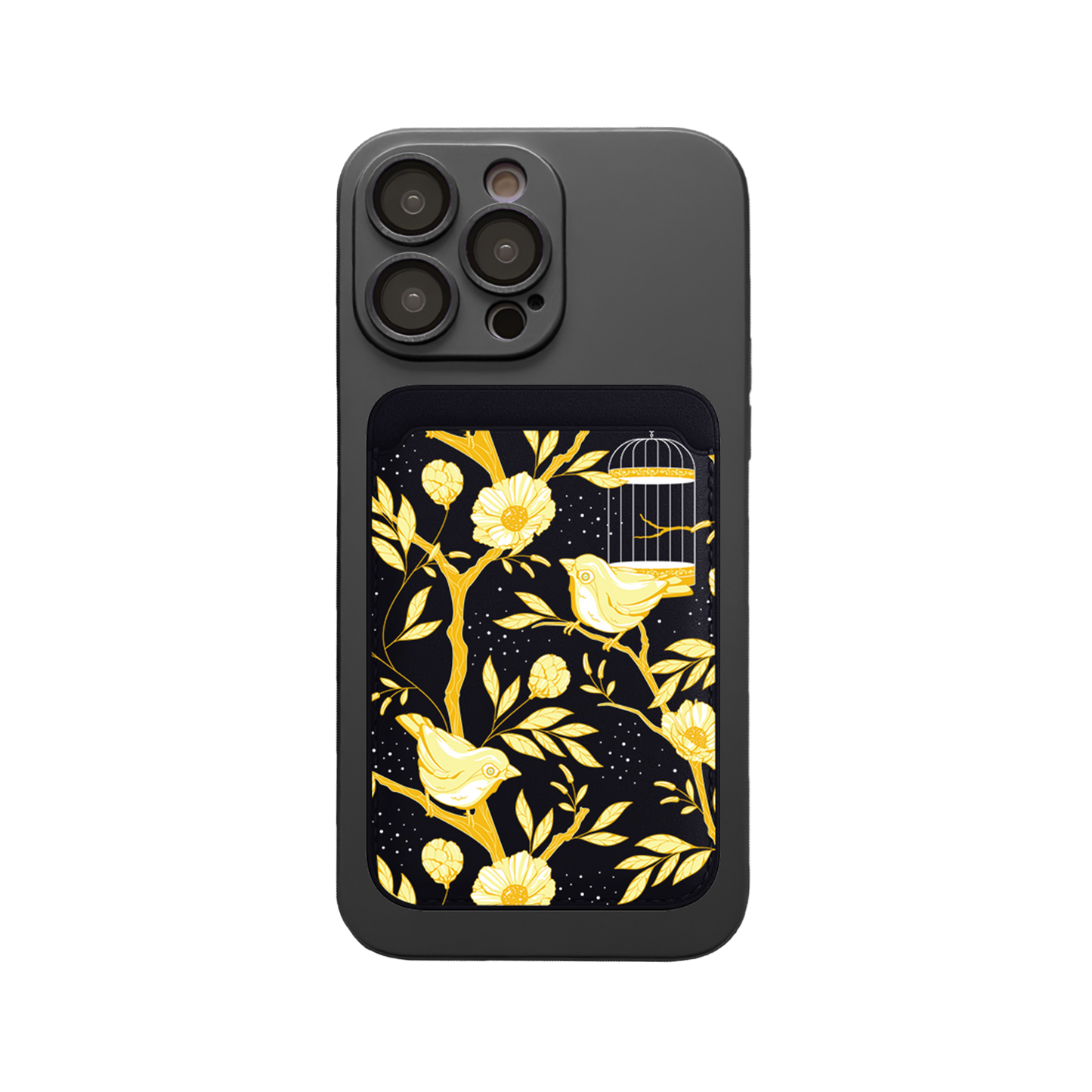 iPhone Magnetic Wallet Silicone Case - Lovebird Monochrome 2.0