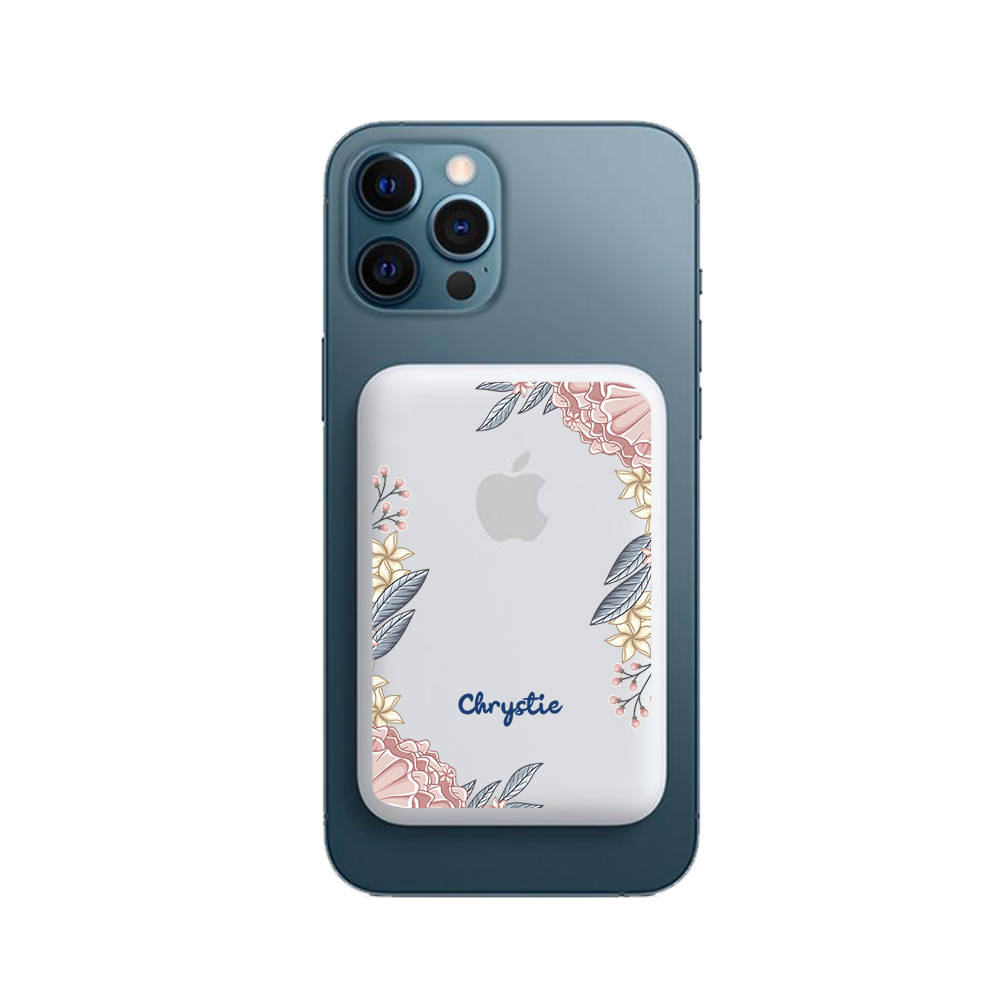 Magnetic Wireless Powerbank - Pink Florals