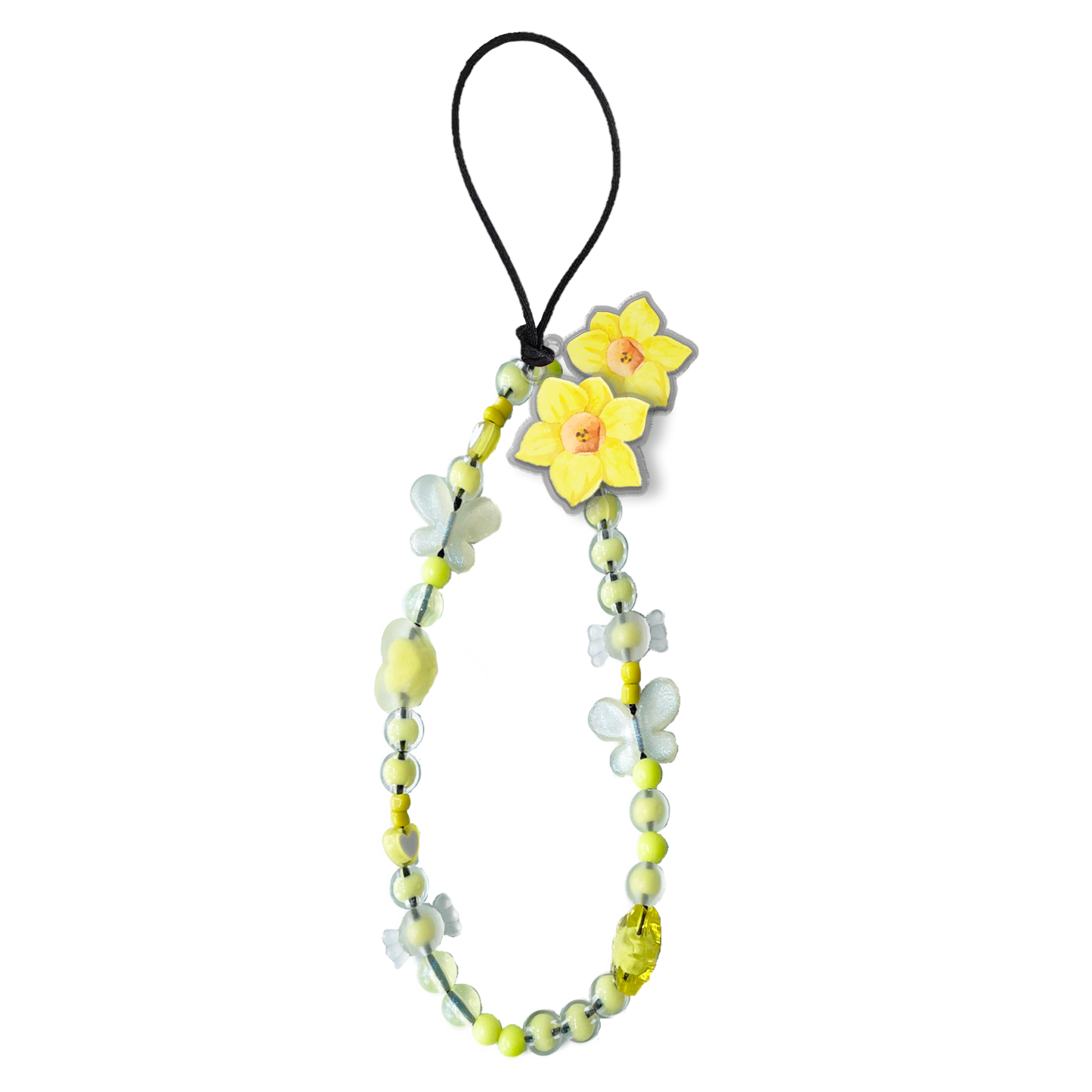 Beaded Strap with Acrylic Charm - March Daffodils