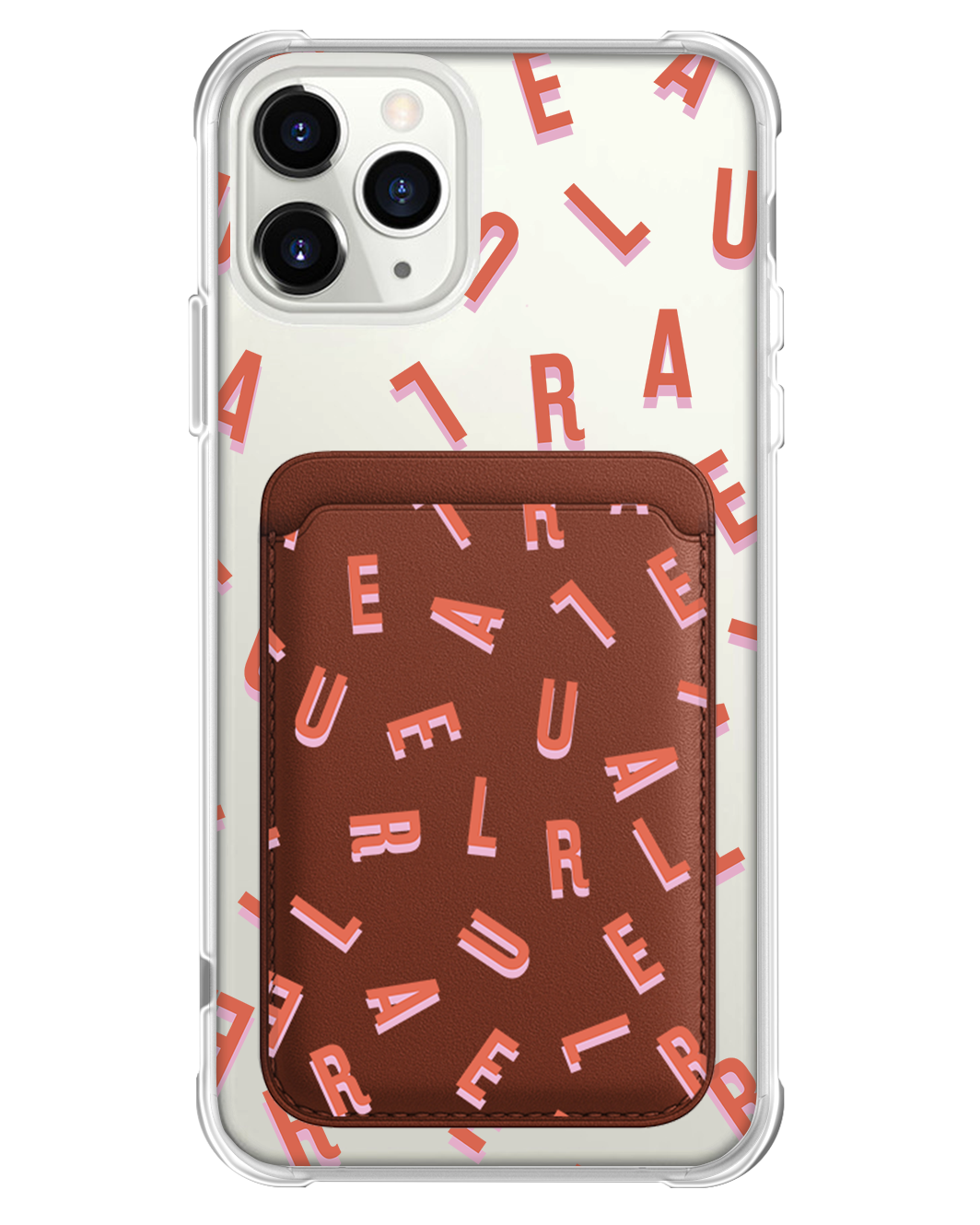 iPhone Magnetic Wallet Case - CUSTOM MONOGRAM 1.0 Coral
