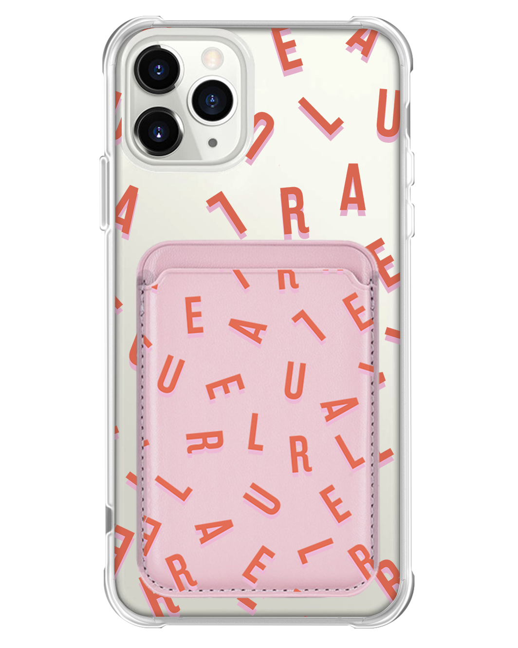 iPhone Magnetic Wallet Case - CUSTOM MONOGRAM 1.0 Coral