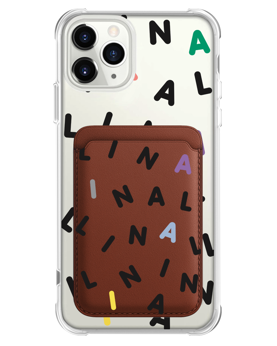 iPhone Magnetic Wallet Case - CUSTOM MONOGRAM 2.0 Black