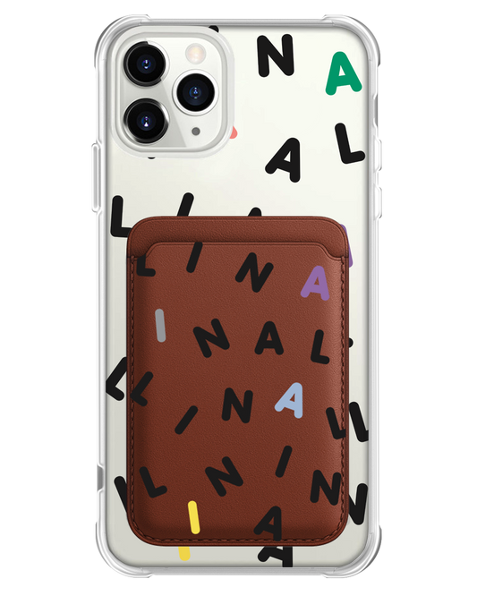 iPhone Magnetic Wallet Case - CUSTOM MONOGRAM 2.0 Black