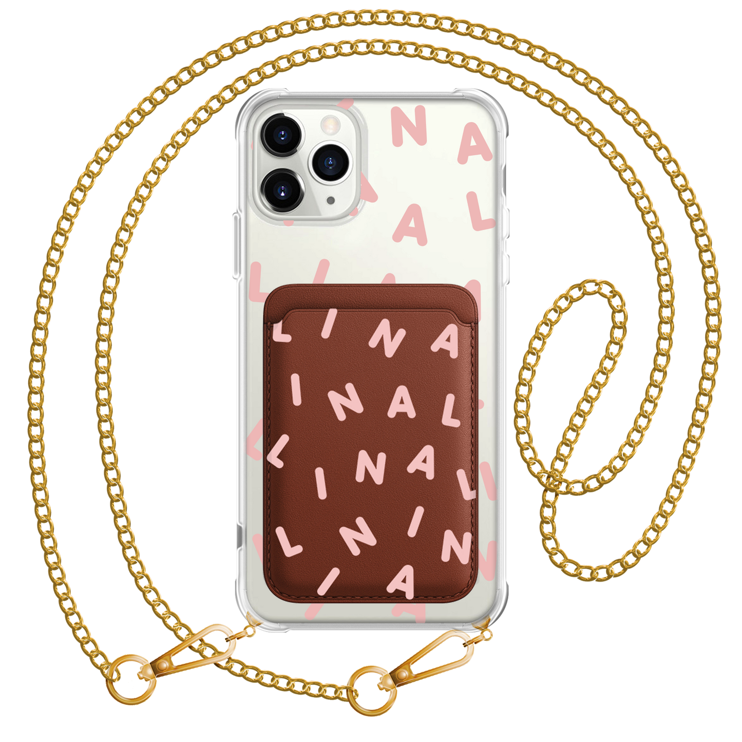 iPhone Magnetic Wallet Case - CUSTOM MONOGRAM 2.0 Rosewater