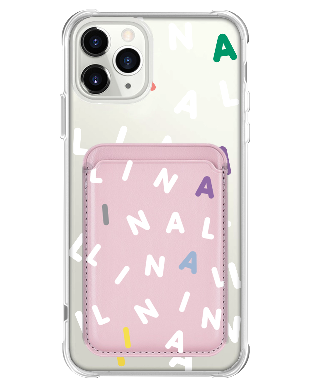 iPhone Magnetic Wallet Case - CUSTOM MONOGRAM 2.0 White