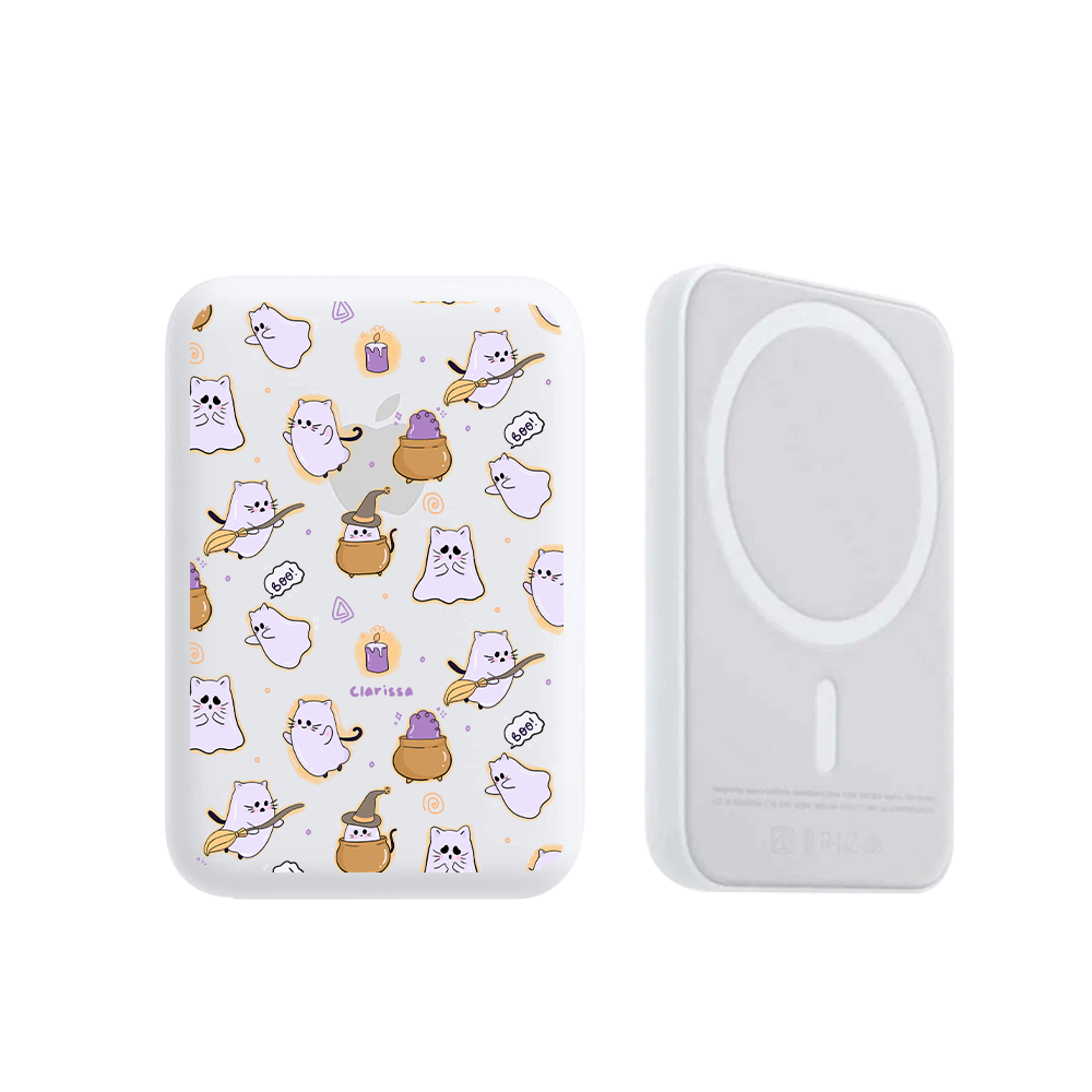 Magnetic Wireless Powerbank - Spooky Cat