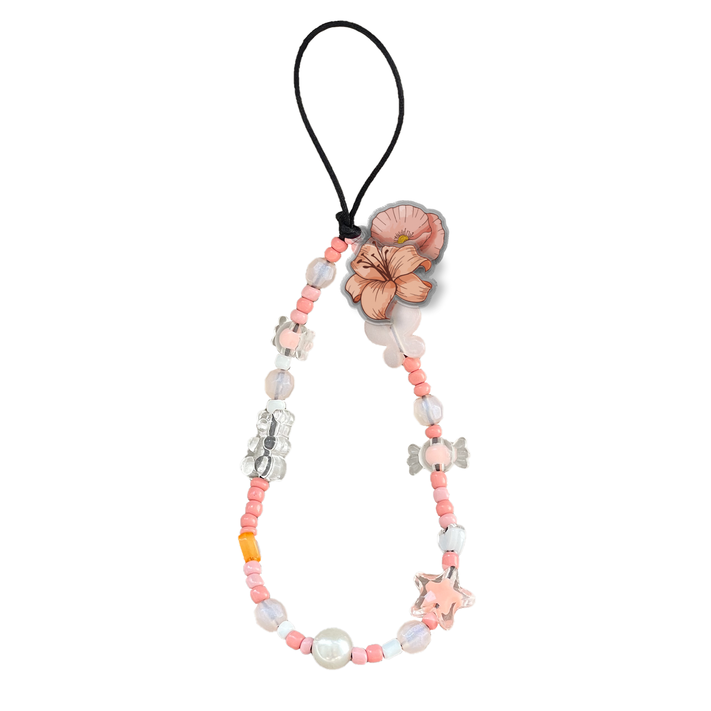 Beaded Strap with Acrylic Charm - Nora