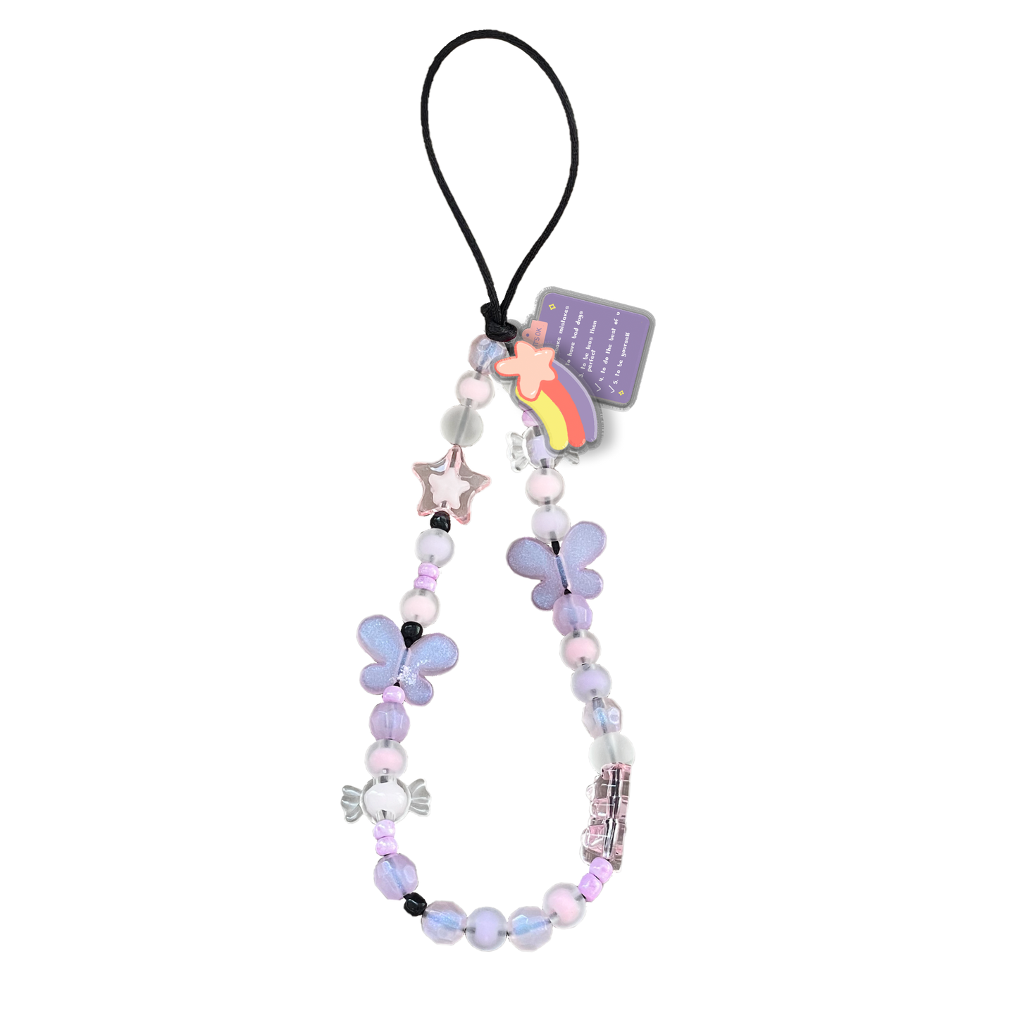 Beaded Strap with Acrylic Charm - Note to my Past