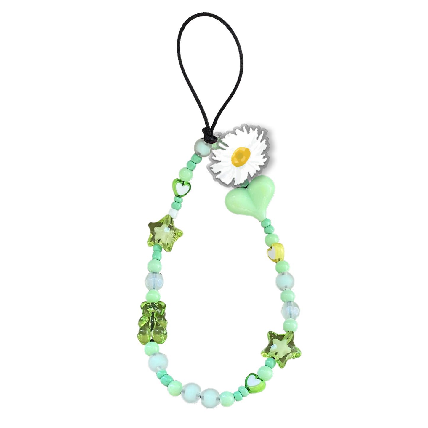 Beaded Strap with Acrylic Charm - Oil Painting Daisy