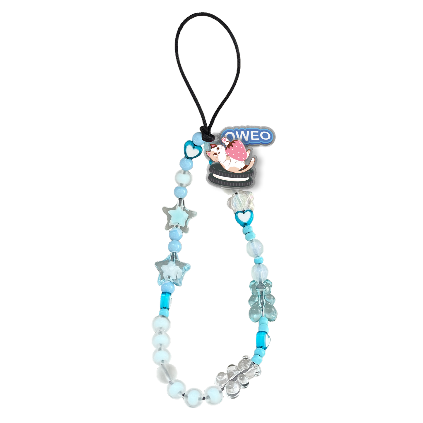 Beaded Strap with Acrylic Charm - Oweo Cat