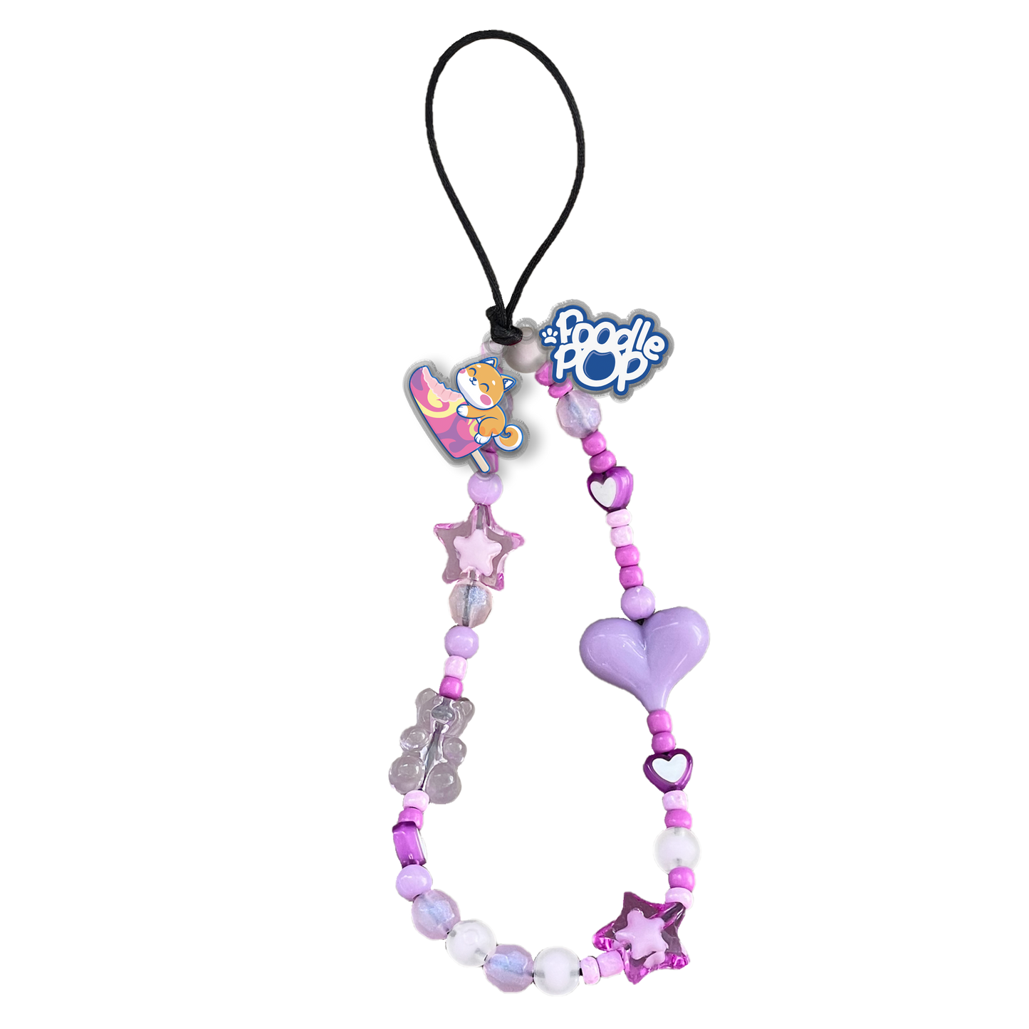 Beaded Strap with Acrylic Charm - Poodle Pop