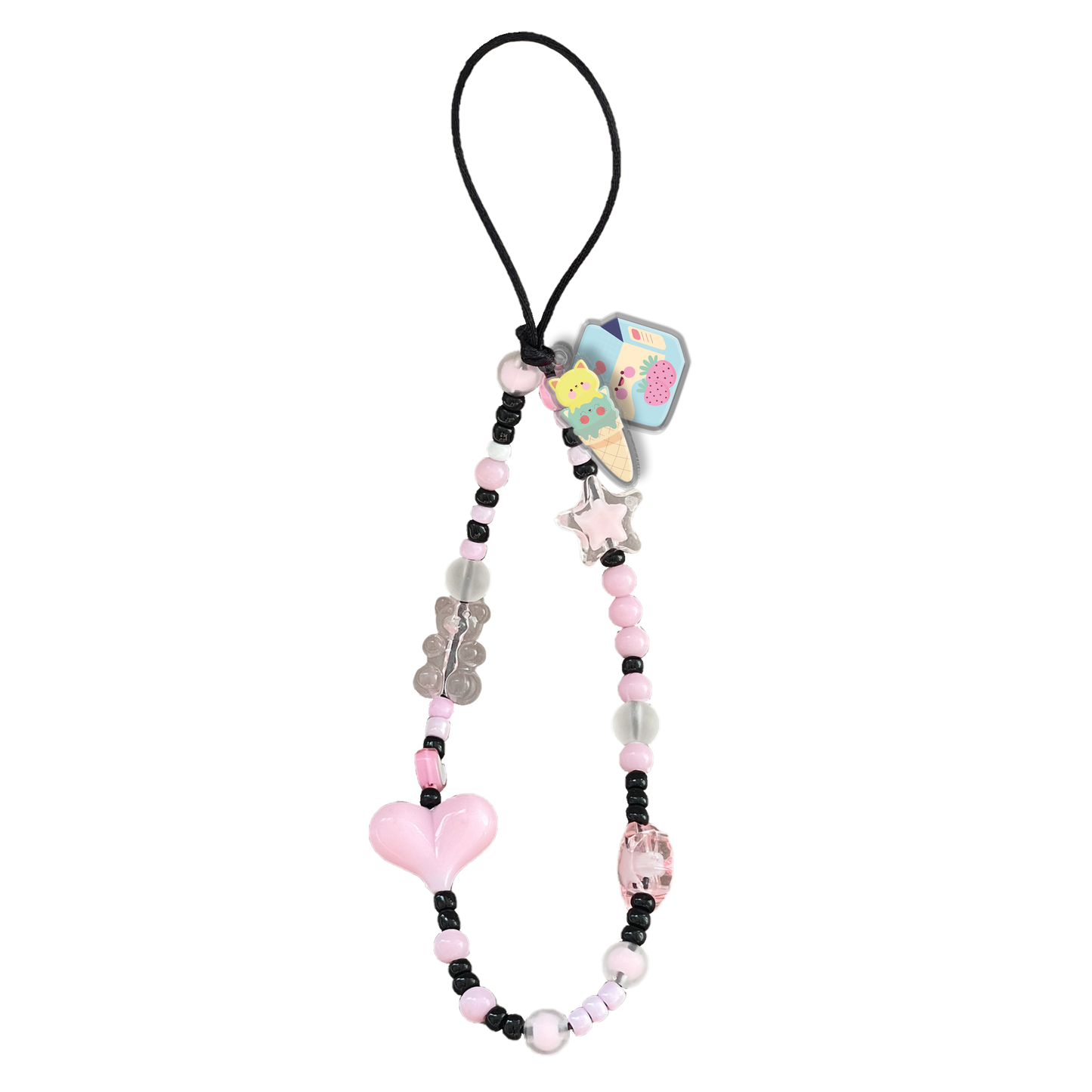 Beaded Strap with Acrylic Charm - Sweet Cafe