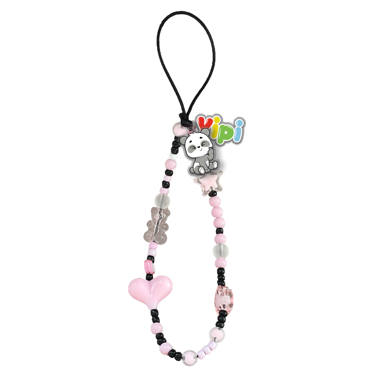 Beaded Strap with Acrylic Charm - Yipi Strawberry Kiss