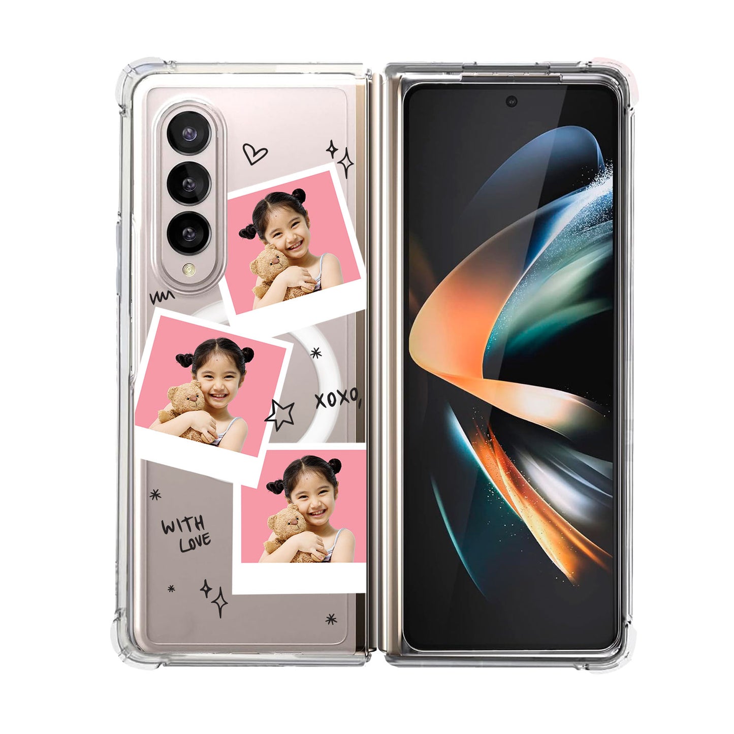 Android Flip / Fold Rearguard Hybrid - Face Grid White Polaroid