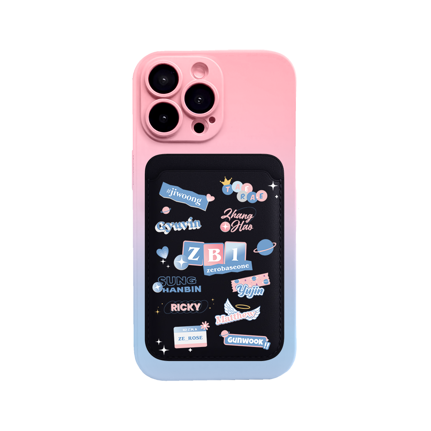 iPhone Magnetic Wallet Silicone Case - Zerobaseone Sticker Pack