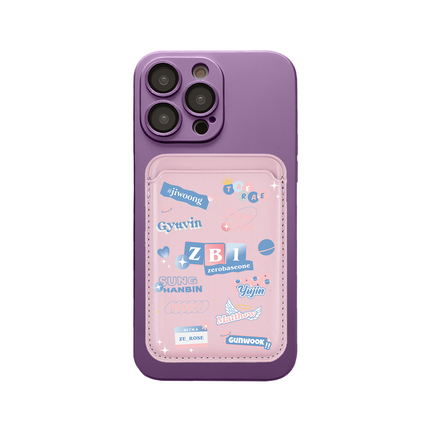 iPhone Magnetic Wallet Silicone Case - Zerobaseone Sticker Pack