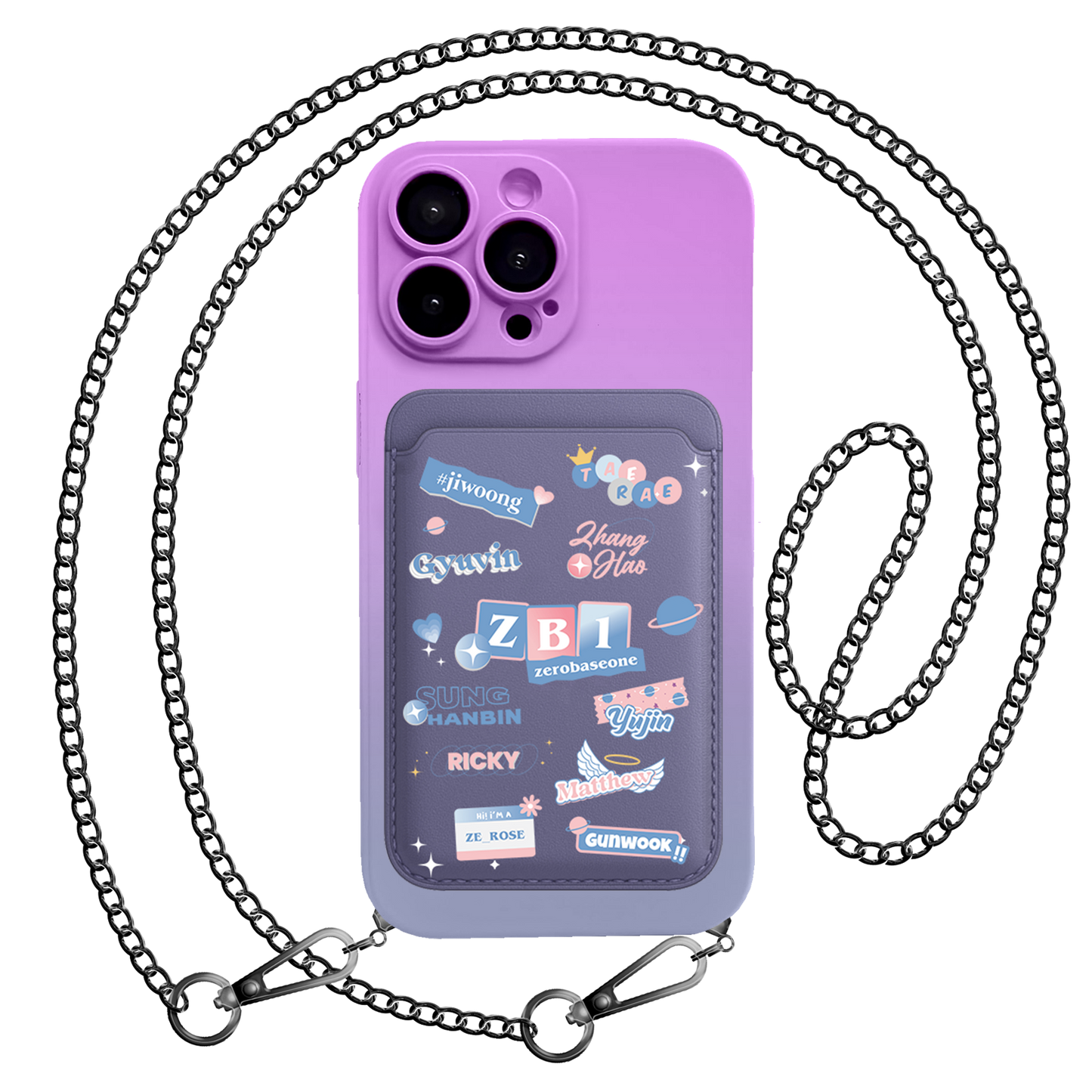 iPhone Magnetic Wallet Silicone Case - Zerobaseone Sticker Pack