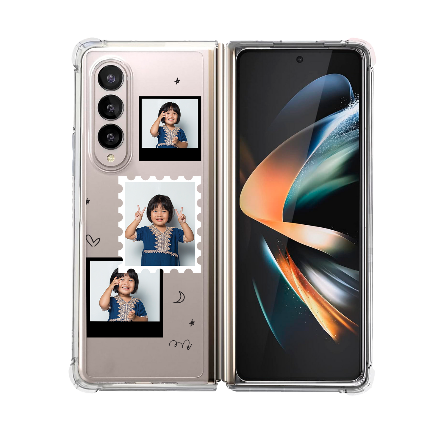 Android Flip / Fold Rearguard Hybrid - Face Grid Black Polaroid